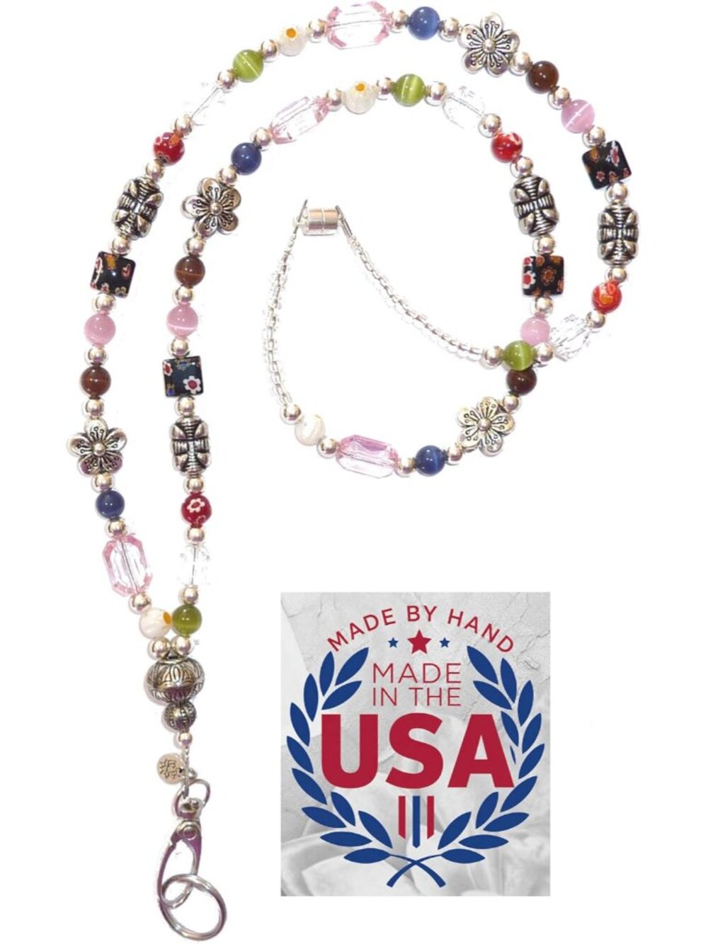 Slim Style Women's Fashion Beaded Lanyard, 34" Jewelry Lanyard for ID Badge Hold